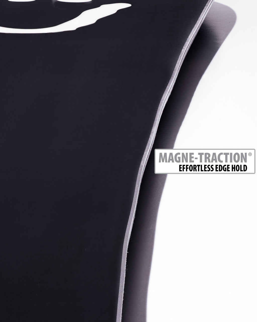 Lib Tech DPR snowboard base close-up showing Magne-Traction serrated edge technology