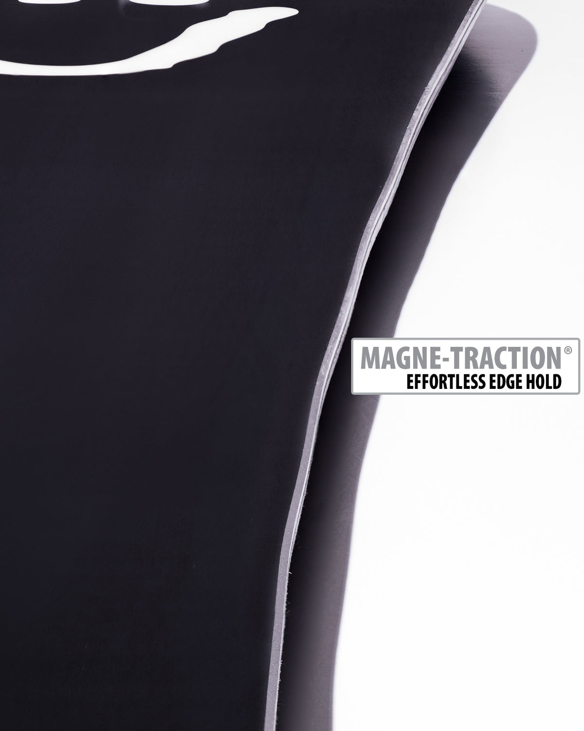 Lib Tech DPR snowboard base close-up showing Magne-Traction serrated edge technology