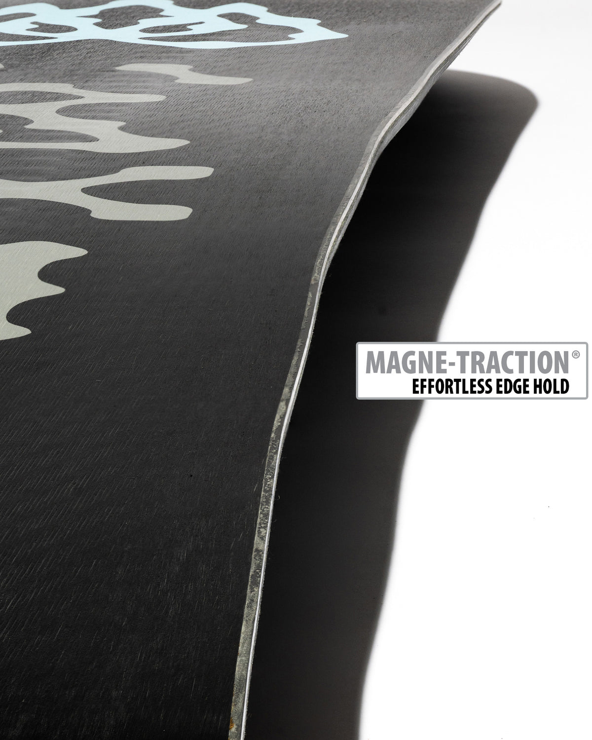 Lib Tech Travis Rice Pro snowboard base close-up showing Magne-Traction serrated edge technology
