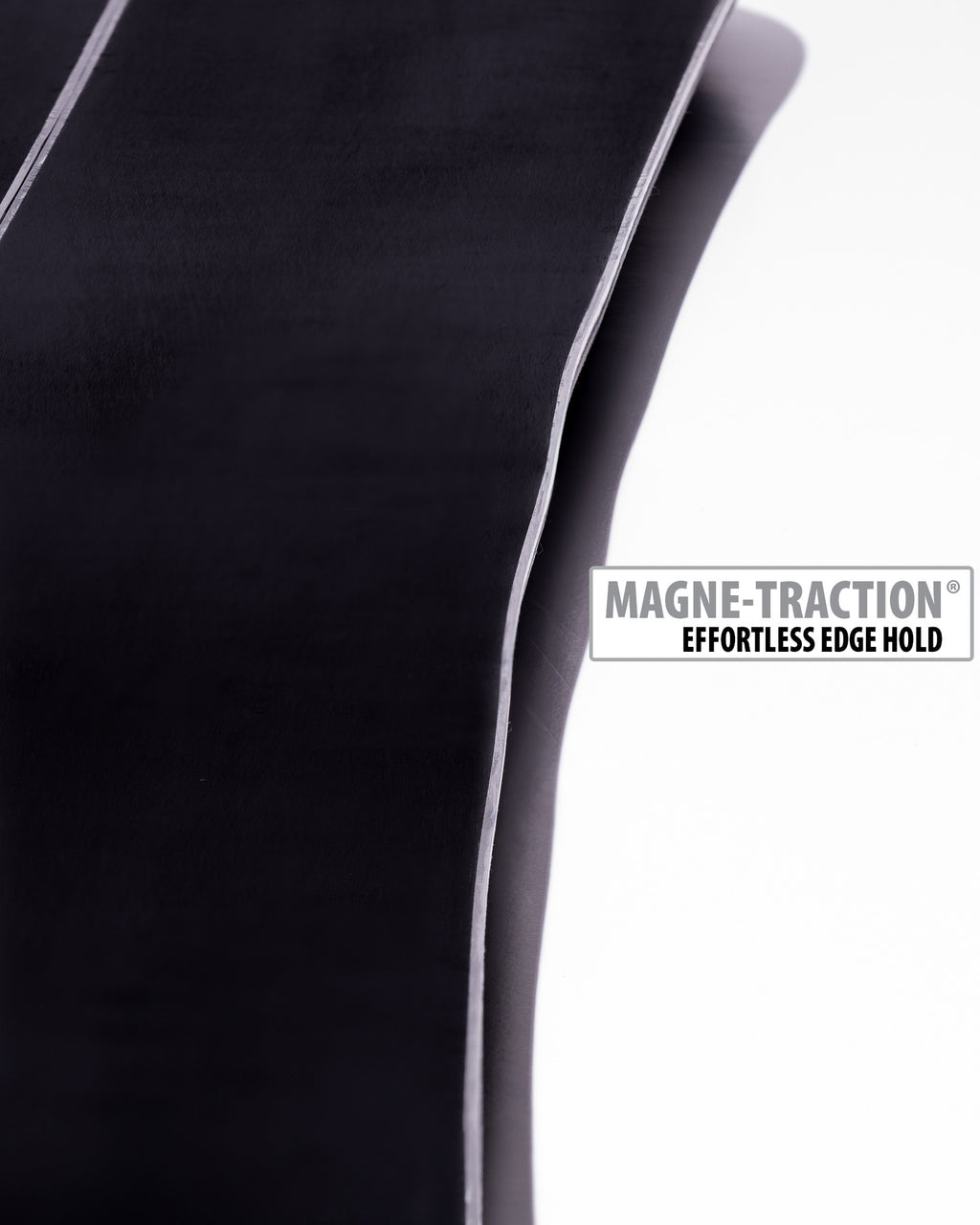 Lib Tech Techno Split snowboard base close-up showing Magne-Traction serrated edge technology